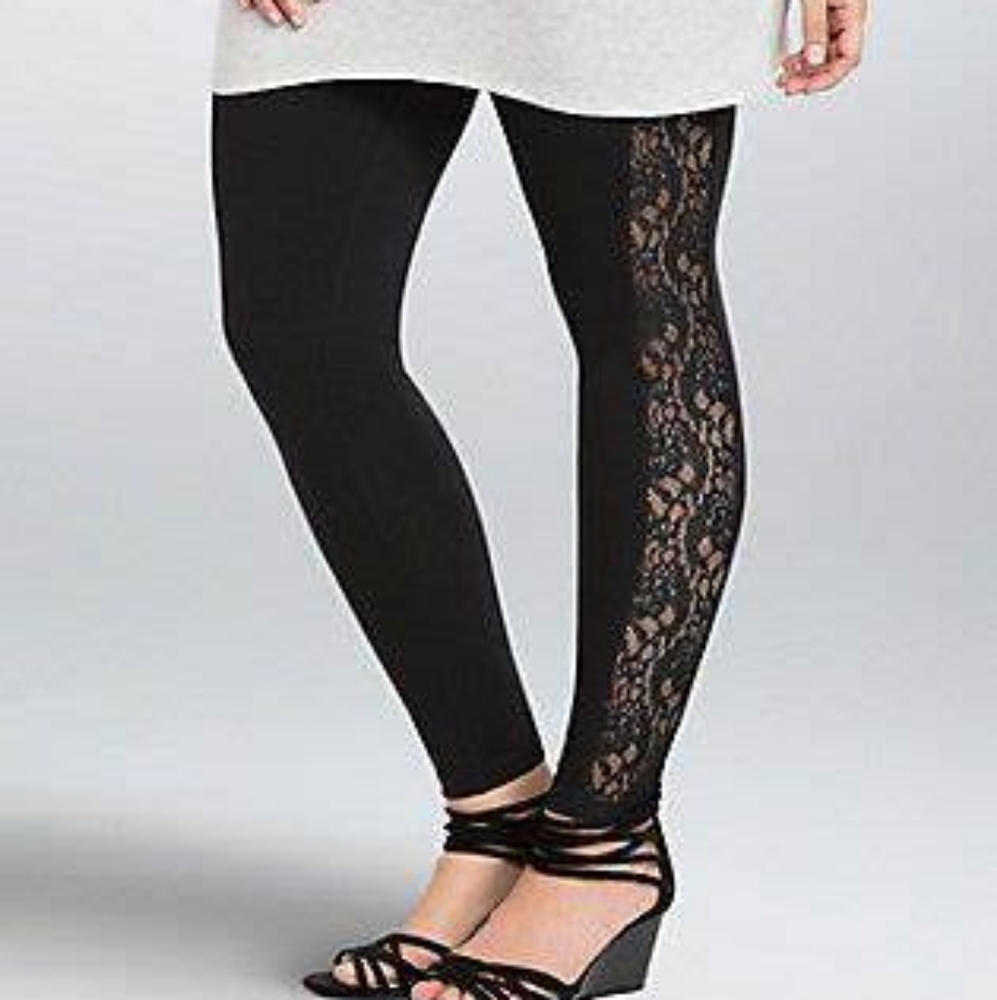 Torrid black lace side trim leggings 1X